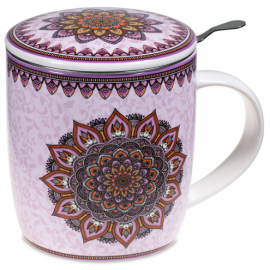 Tazza da tè con infusore e coperchio Mandala Viola